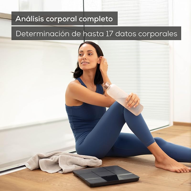 Balança pessoal Beurer BF 450 com ligação à aplicação, balança digital de gordura corporal com 17 valores de medição, estrutura de mosaico mate, 8 memórias de utilizador, 180 kg