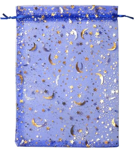 SUNGULF 100 Sacchetti In Organza Trasparente Con Coulisse, Stelle E Luna Per Bomboniere Gioielli E Caramelle Blu 5x7 Pollici~p113279480
