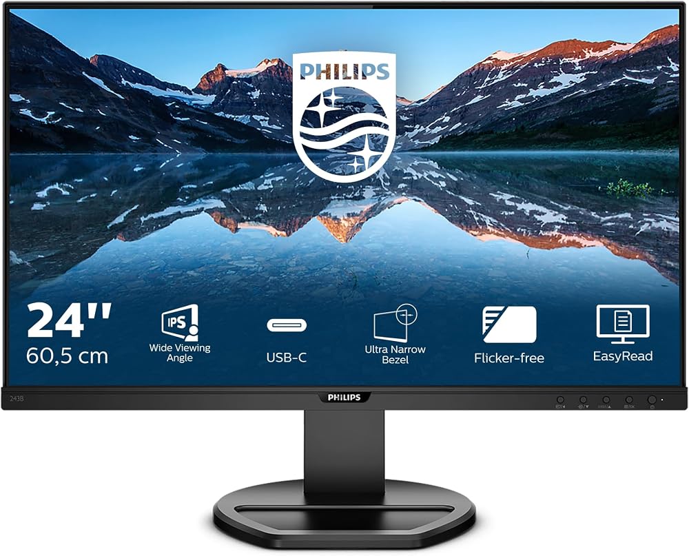 Philips 243B9 24 Inch FHD IPS Monitor 75Hz 4ms USB-C Dock Height Adjust Speakers