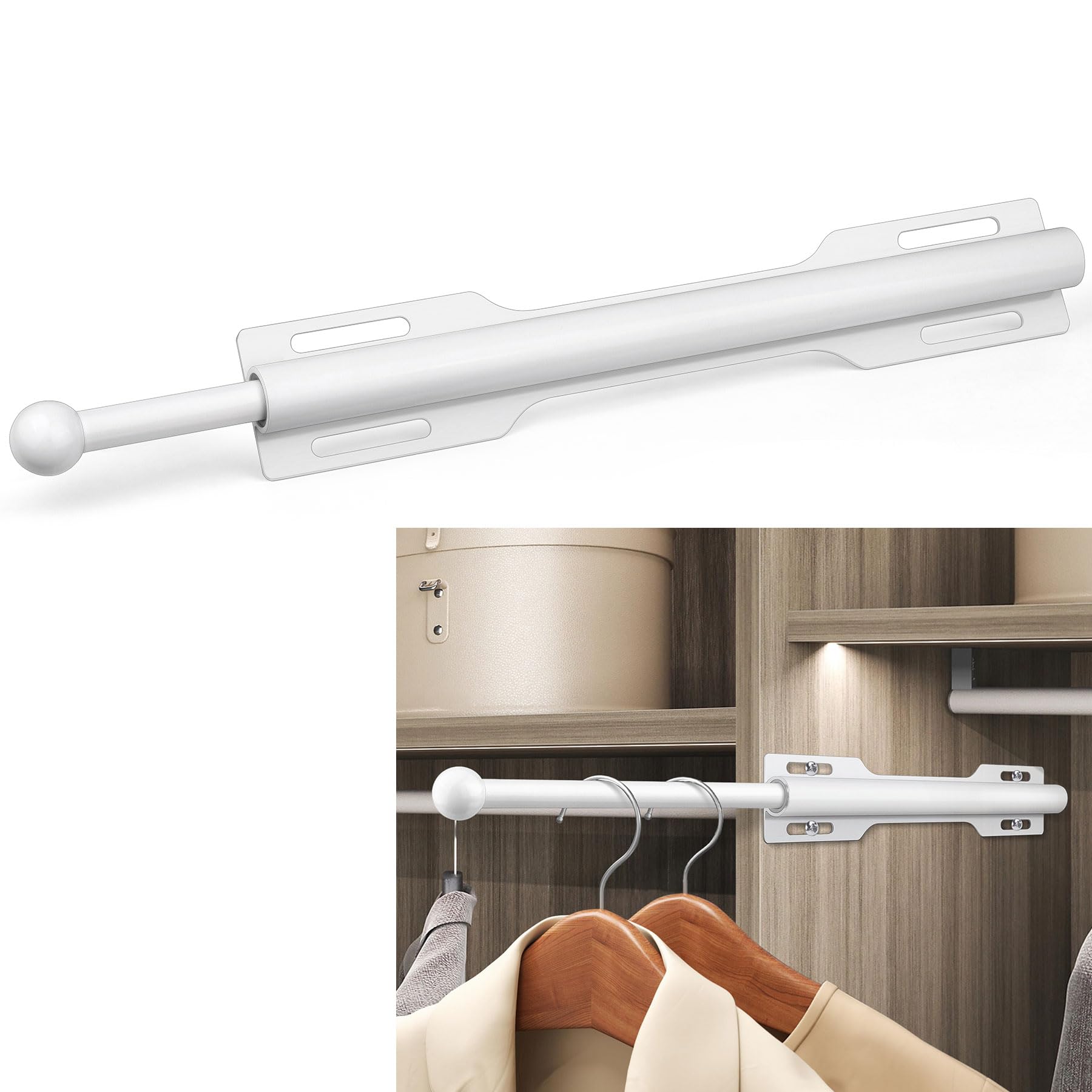 Photo 1 of LOMILD Valet Rod for Closet Pull Out, Rod for Bedroom Laundry Room Bathroom, White