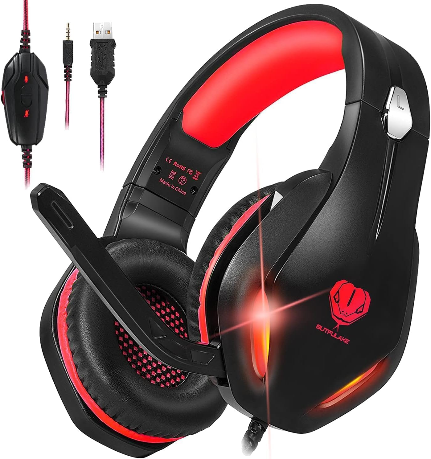 Stynice Gaming Headset With Microphone For Xbox Ps5 Ps4 Pc - 3.5Mm Jack Wired Headphones With Noise Cancelling Mic &Amp; Led - 50Mm Audio Drivers &Amp; Soft Earpads