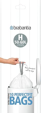 Brabantia 100x White Bin Liners Type H 50-60 L Waste Bags