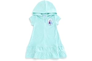 Disney Junior Girls Loop Terry Cloth Hooded Zip Up Swimsuit Cover-Up Toddler to Big Kid Sizes (2T - 14-16)