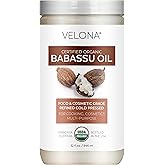 velona Babassu Oil USDA Certified Organic - 32 Fl Oz | 100% Pure and Natural Carrier Oil | Refined, Cold Pressed | Face, Hair, Body & Skin Care and Cooking | Use Today - Enjoy Results