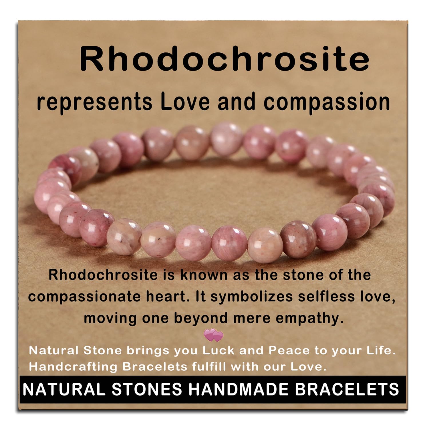 AD Beads Handmade Gemstone Stretch Elastic Bracelet