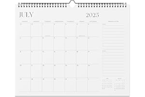 Jokotha Wall Calendar 2025-2026, 18 Month Hanging Calendar from July 2025 to December 2026, 15" x 12", Twin-Wire Binding, Minimalist Black & White Design for Home, Office, School​