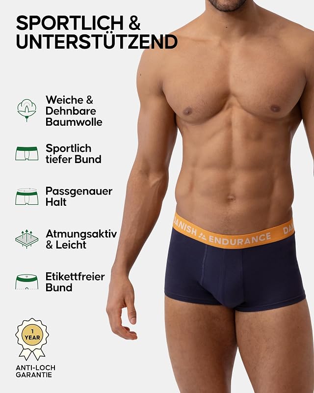 Baumwolle Boxershorts Herren, Mit kurzem Bein, 6er Pack, Mehrfarbig (2xMarineblau, 2xMarineblau/Orange, 2xMarineblau/Bordeaux), XL