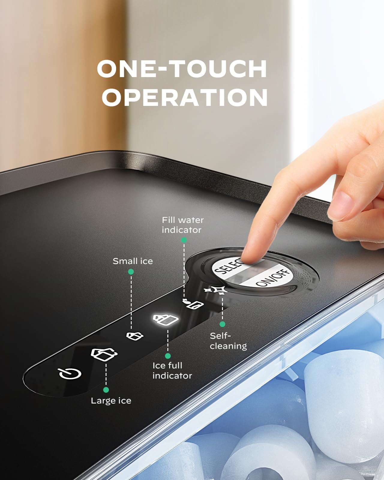 Silonn Countertop Ice Maker - 9 Cubes Ready in 6 Mins, 26lbs in 24Hrs, Portable Ice Machine with Self-Cleaning, 2 Sizes of Bullet Ice for Home/Kitchen/Party/RV, Stainless Steel