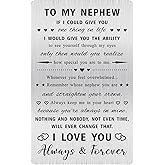 Alotozo Nephew Gifts from Aunt Uncle - To My Nephew Stainless Steel Wallet Card - Inspirational Nephews Keepsake Gift, Birthday Graduation Gift Idea