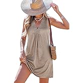 CUPSHE Sleeveless Tank Dress for Women V-Neck Soft Knit Beach Cover Ups Summer Casual Dresses