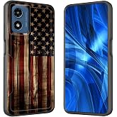 JHYYTUJTYP for Moto G Power 5G 2024 Case,[Military Grade Drop Tested] Heavy-Duty Tough Rugged Shockproof Protective Case for Motorola Moto G Power 5G 2024 6.7'',American Flag on Wood