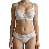 Nelibei Lace Lingerie for Women 2 Piece, Lace Bra and Panty Underwear Sets for Women,Comfortable Womens Sexy Lingerie