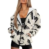 ELEDIZI Womens Oversized Hoodie with Zipper Pockets Hooded Gradient Sweatshirt Women Zip Up Sweater Women Size XS-4XL
