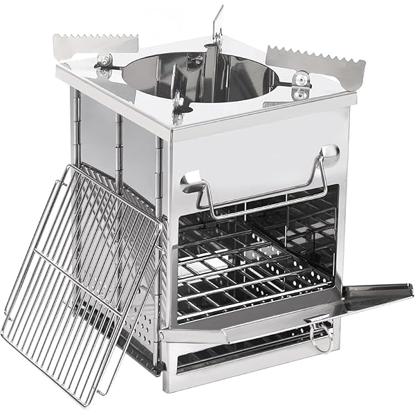 Amazon.com: REDCAMP Wood Burning Camping Stove Folding with Pot Stand,  Large Portable Stainless Steel 304# Grill Backpacking Stove for Car Camp  Cooking Outdoor : Sports u0026 Outdoors