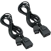 Mcbazel 2 Pack for Sega Genesis Controller Extension Cable, 6ft 9 Pin Cord | for Sega Genesis Extension Cable and Mega Drive Pads, Male to Female DE-9 Ends, Passive Lead with No Electronics, Black