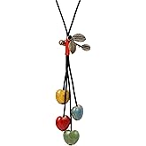 MINACHI Vintage Bohemian Leaf Charm Colorful Ceramic Bead Long Y Necklace, Boho Jewelry Gift for Women