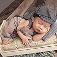 Ylsteed Newborn Boy Photoshoot Outfits 2Pcs Baby Photography Outfits Girl Baby Photography Props Newborn Gentleman Suit Photography Boy Suspender Pants with Beret 9-12lbs/0-3 Months (Coffee)