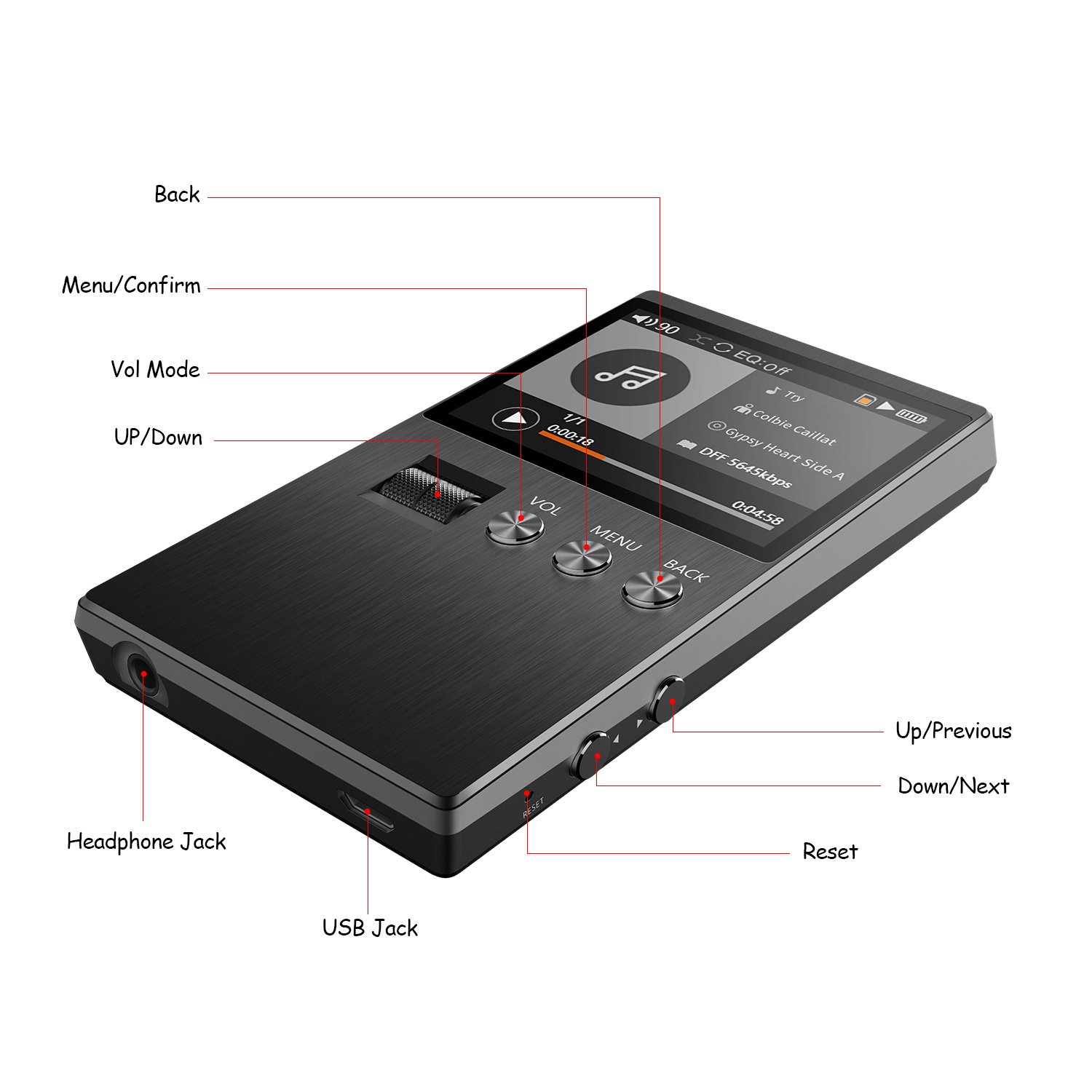 Lossless MP3 Player, Hifi Audio Digital Player Bassplay P5000 DAP DSD