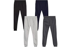 Quad Seven Boy’ Sweatpants – 4 Pack Basic Active Fleece Joggers (Size: 8-18)