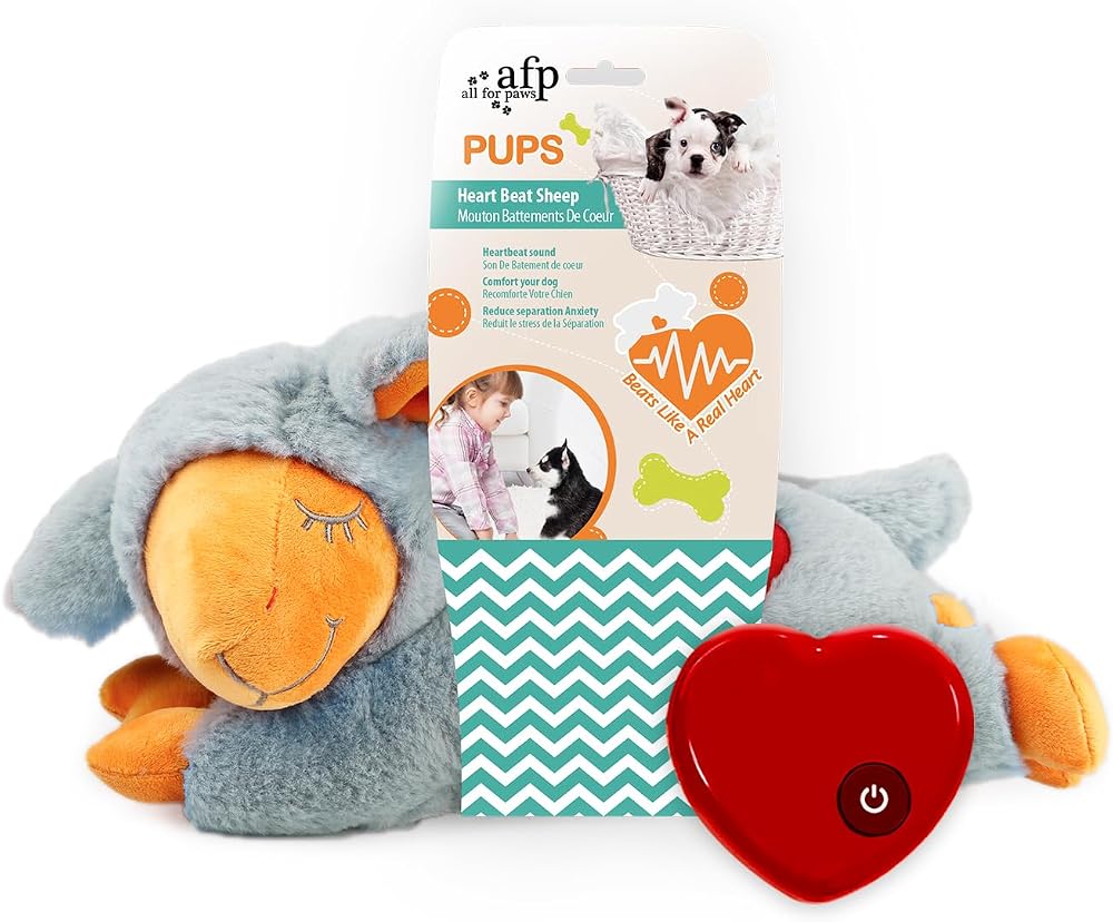 All For Paws Heartbeat Sheep Puppy Calming Toy for Separation Anxiety