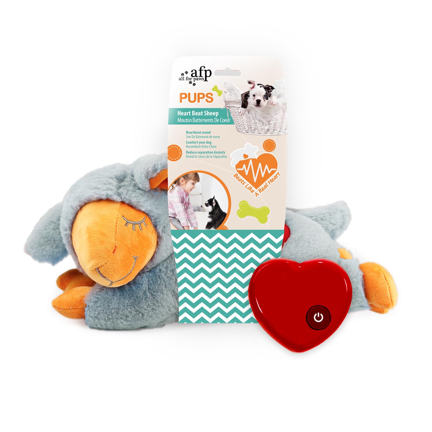 ALL FOR PAWS Puppy Heartbeat Toy-Little Buddy HeartBeat Sheep, Dog Heartbeat Toy For Separation Anxiety Relief, Puppy Heartbeat Stuffed Animal Anxiety Calming Behavioral Aid Plush Toy for Dogs Cats