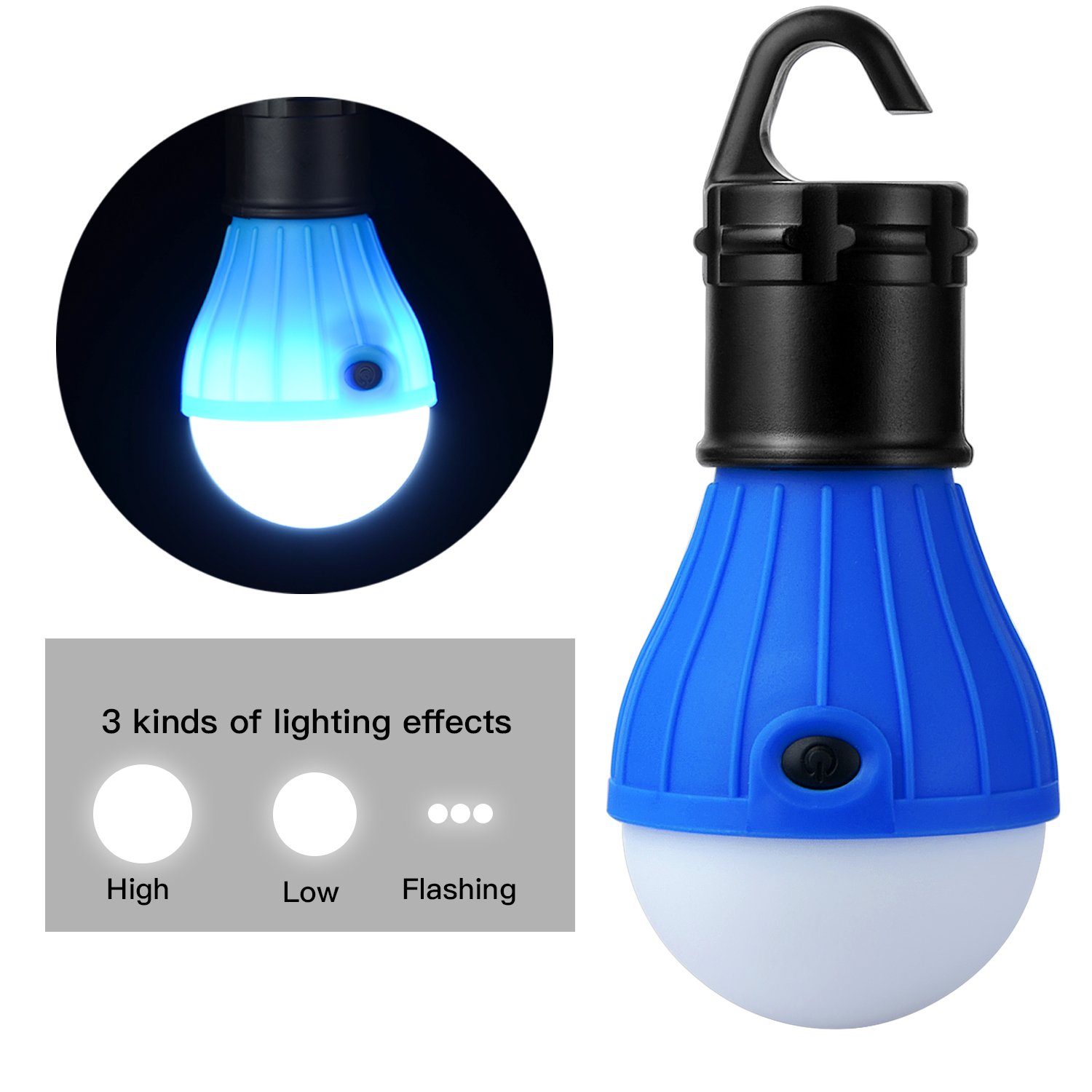 Moobom Battery Powered Tent Light buld Waterproof Portable led Camping Light Bulb Emergency Light for Outdoor Camping Hiking Climbing Fishing or Household Car Repairing,Pack of 3