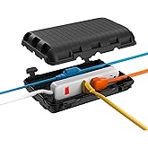 Outdoor Electrical Box(9.05x6.61x2.67inch), IP54 Waterproof Extension Cord Cover 9 Cable Entry Ports Connection Hider Box Safety Protector, Protect Plug, Holiday Light, Timer,and Power Strip, Black