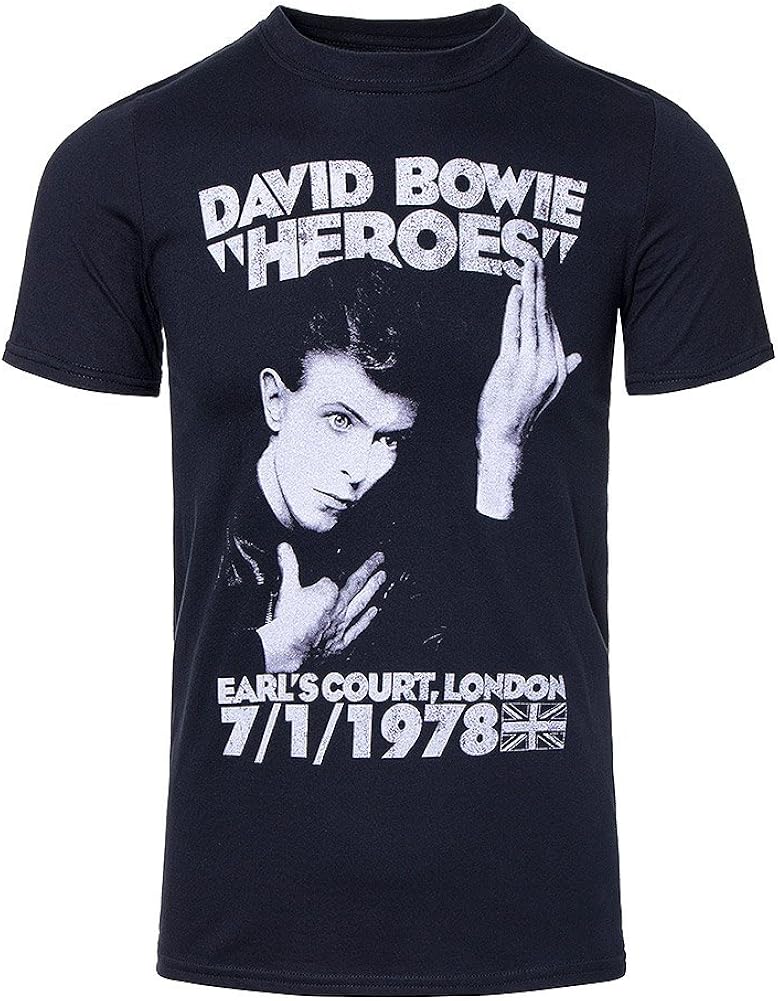 Official David Bowie Heroes Live at Earls Court 1978 Mens Black T Shirt Amazon.co.uk