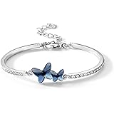 T400"Dream Chasers 925 Sterling Silver Butterfly Bangle Bracelet Made with Crystal Love Gifts for Women