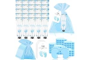 DEMONWER 25 Sets Baby Shower Favors for Guests Hand Cream Baby Feet Scented Soap Party Favors Blue Baby Shower Guests Gifts with Organza Bags and Thanks Tags for Baby Shower Wedding Party