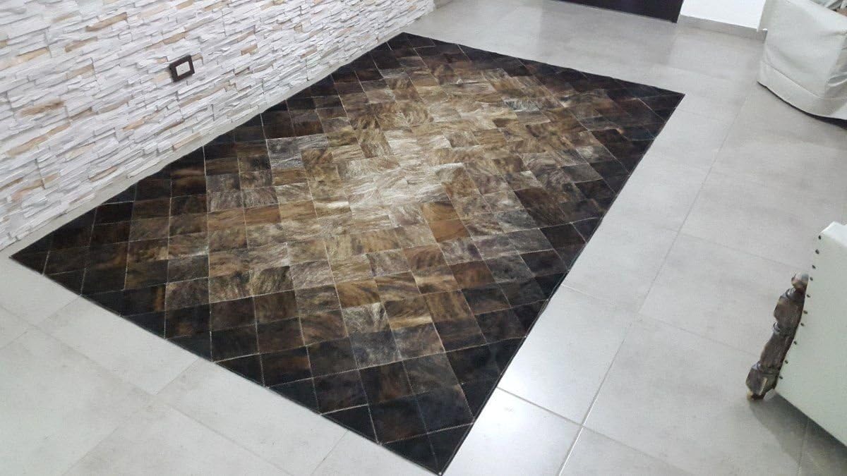 New Cowhide Rug Leather. Animal Skin Patchwork Area Carpet (8 x 10)