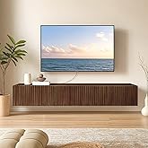 Floating TV Stand, Modern Wall Mount Entertainment Center TV Shelf, 70.7" Media Console Under TV Storage Cabinet with Fluted Doors, TV Consoles for Living Room, Floating Cabinet for Wall (Walnut)