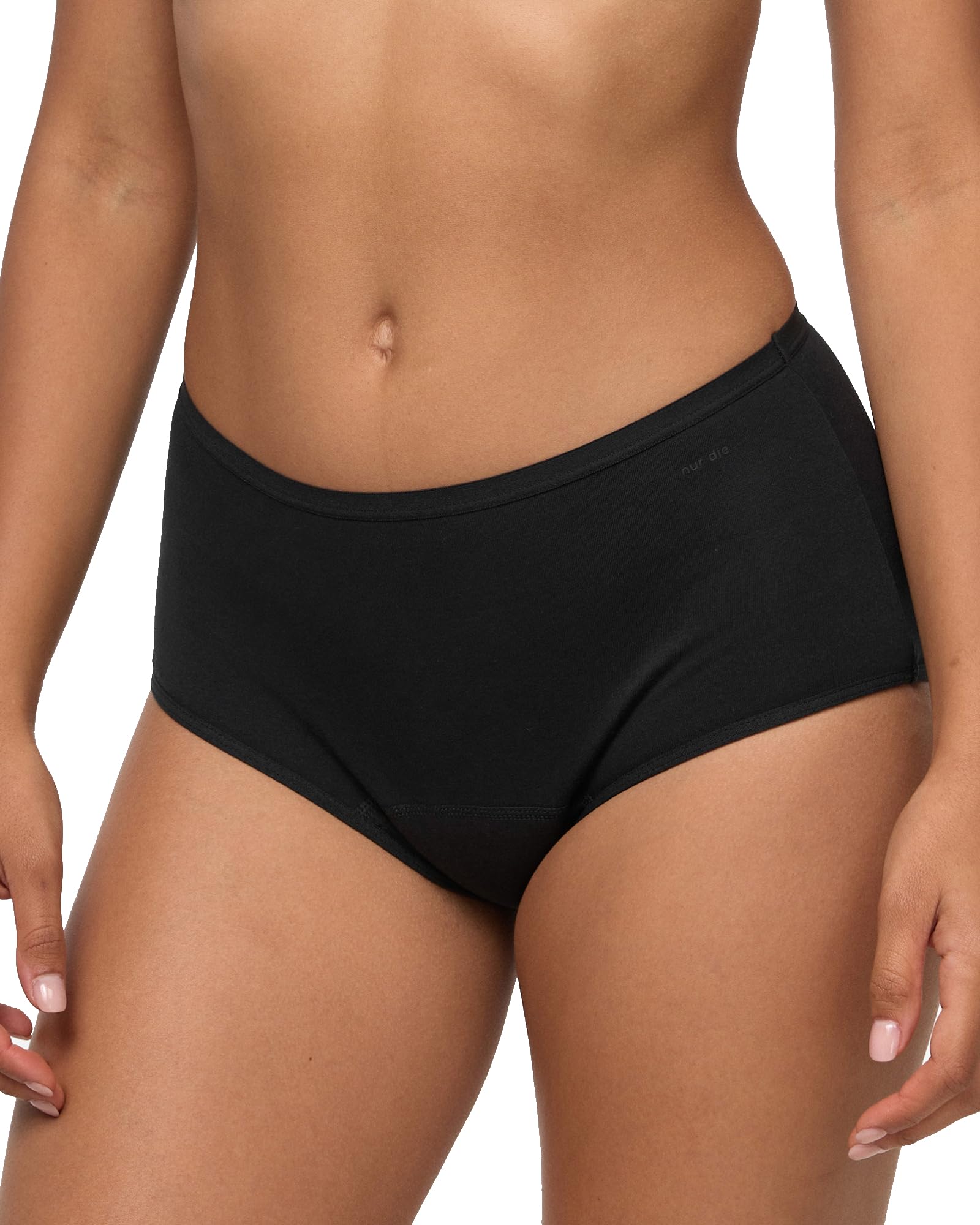 Nur Die Bye Bye Uups-Moment Waist Briefs, Absorbent, Discreet Hygiene Washable & Reusable Cotton, Black, 42655