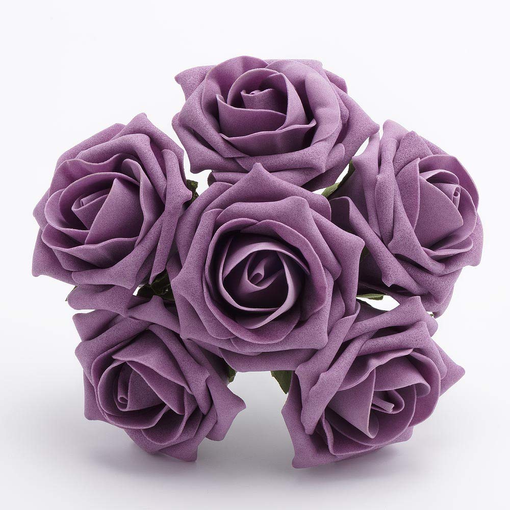 Italian Options Colourfast Artificial Foam Rose Flowers Wedding Bouquet, 5cm, Vintage Lilac