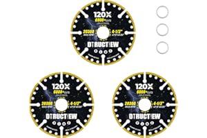 DTRUCTIEW Diamond Cutting Wheel for Metal, Angle Grinder Cutting Disc Cut Off Wheel with 5000+ Cuts on Rebar, Steel, Iron and INOX (3 Pcs)