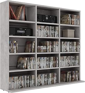 Tidyard CD Cabinet with 15 Open Compartments Chipboard DVDs Media Storage Cabinet Tower CD Shelf Holder for Living Room, Bedroom, Home, Office Furniture 40.6 x 9 x 35.2 Inches (W x D x H)