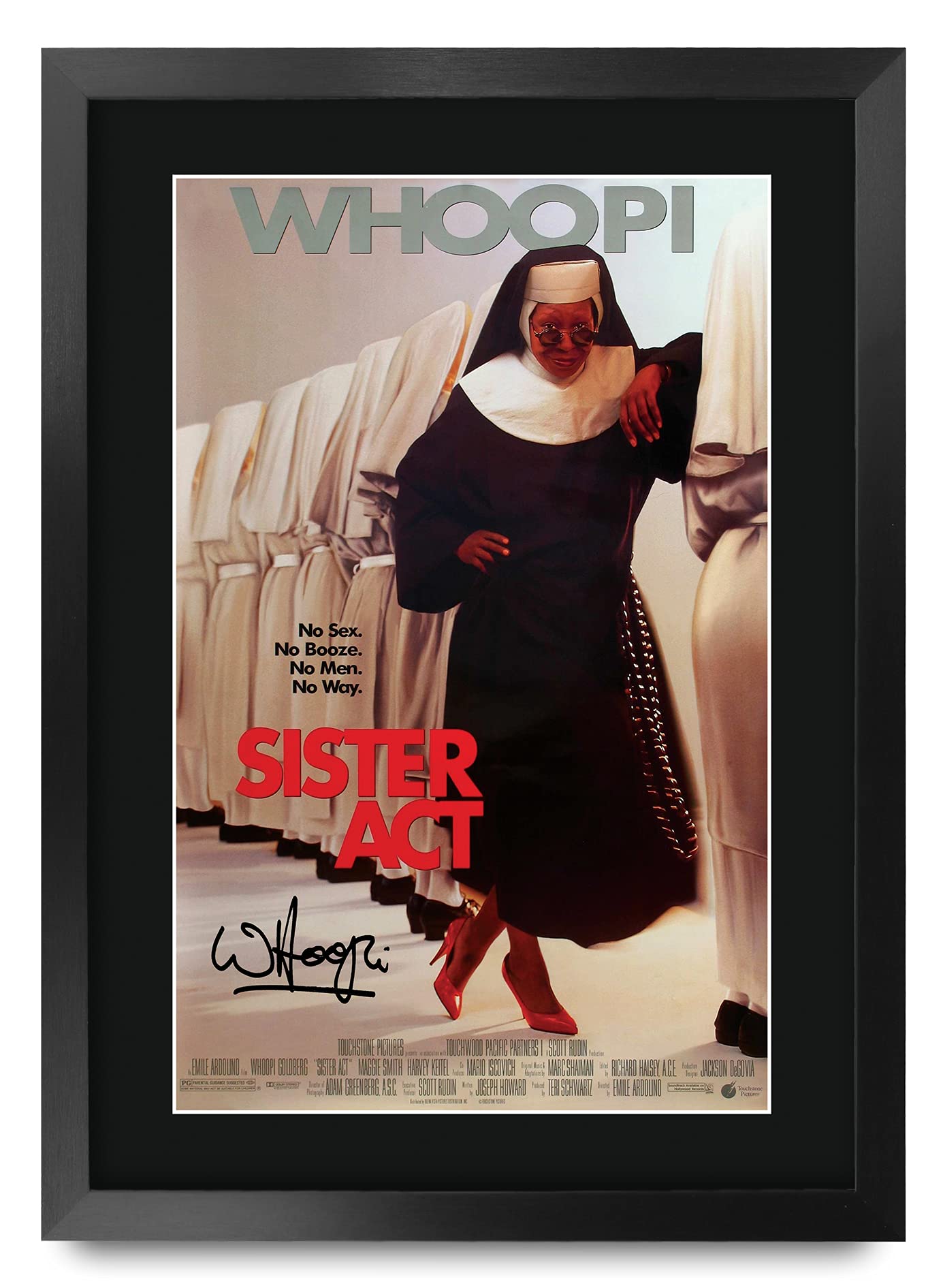 HWC Trading FR A3 Sister Act 1 Movie Poster Whoopi Goldburg Gifts Printed Poster Signed Autograph Picture for Movie Memorabilia Fans - A3 Framed