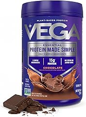 Vega Protein Made Simple Plant-Based Chocolate Protein Powder with 15g Protein – Stevia-Free, Clean Nutrition – 9.6 oz (10 Se