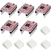 HiLetgo 5pcs A4988 Stepstick Stepper Motor Driver Module with Heat Sink for 3D Printer Reprap Suitable for Mendel Huxley Ardu