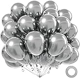 ZHMYBLN Metallic Silver Balloons, 100Pcs 12 inch Bright Metallic Silver Latex Balloons Round Helium Balloons for Birthday Wedding Anniversary Party Backdrop Decorations