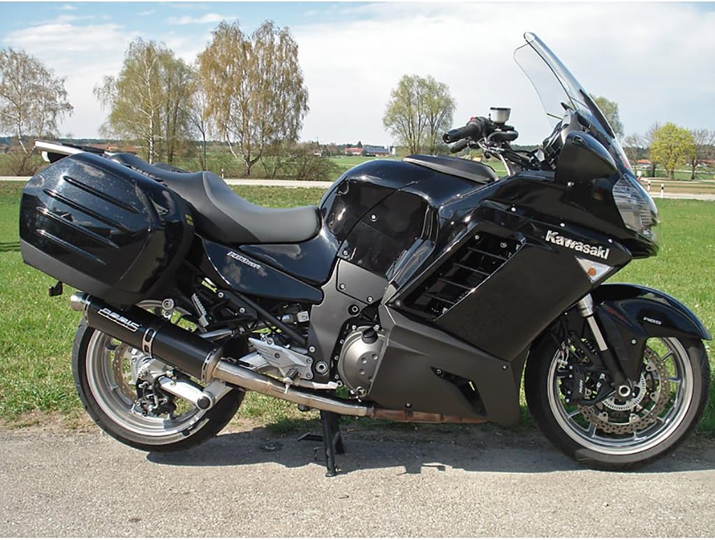 World Cup Slip On Stainless Steel Exhaust BODIS Three Black For Kawasaki GTR 1400 ABS