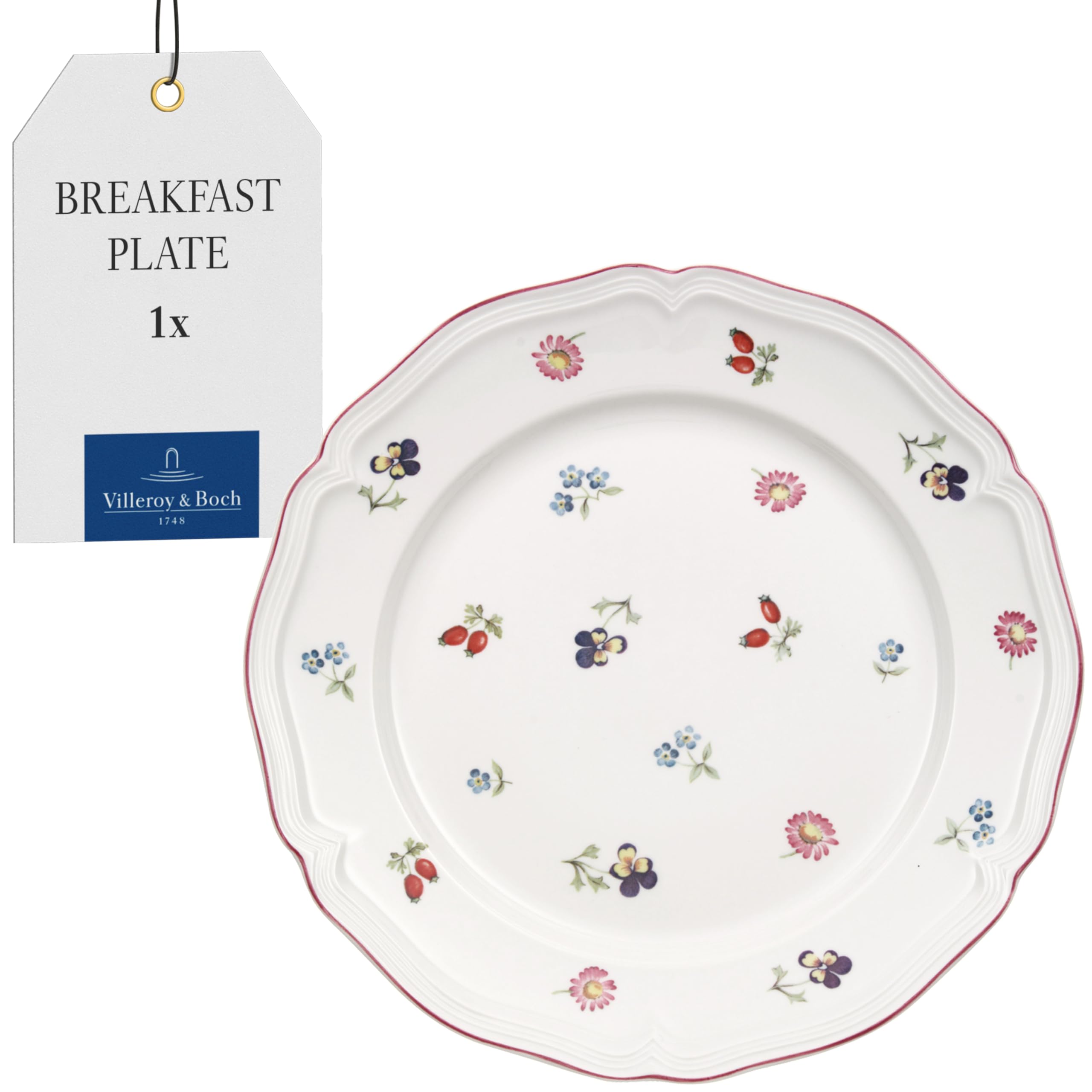 Villeroy & Boch Petite Fleur Breakfast Plate, 21 cm, Premium Porcelain, White