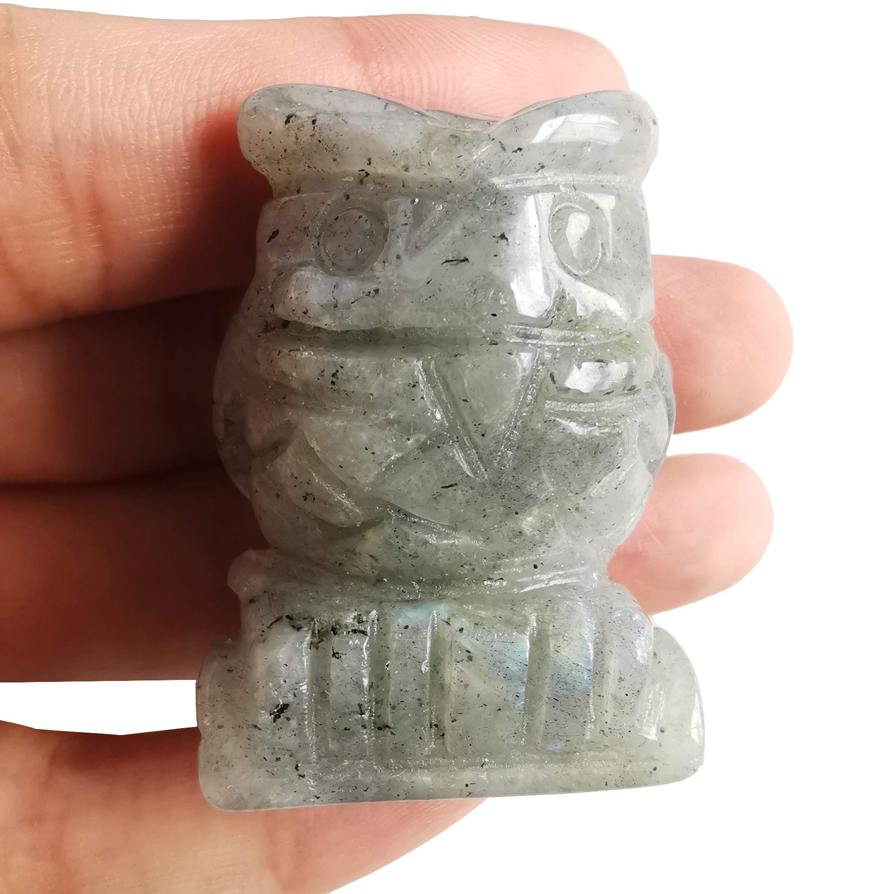 Lovionus89 Natural Moonstone Owl Bird Statue, Hand Carved Healing Crystal Animal Figurines Home Decoration 1.5 inches โ image 1