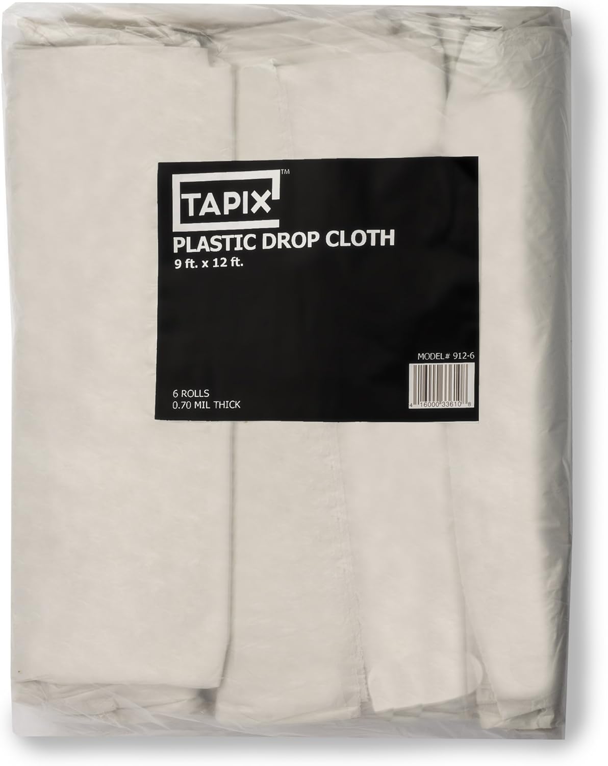 Tapix 9' X 12' 6 Rolls 108 Square Foot Plastic Drop Cloth 0.7 Mil Thickness Perfect for Item Storage Great Furniture Cover (6 Pack) - - 