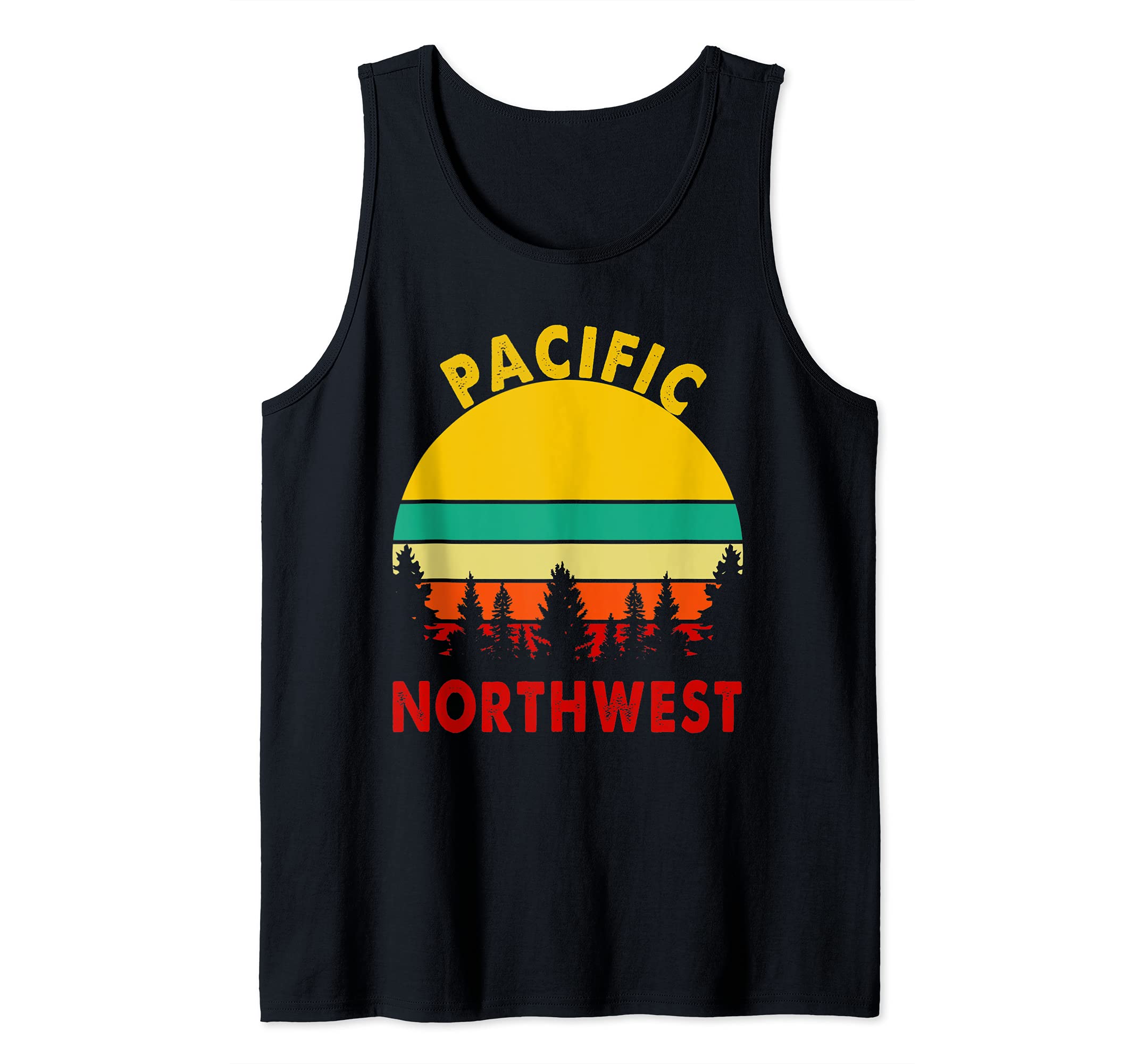 Pacific Northwest Vintage Sunset Forest Hiking Camping Tank Top