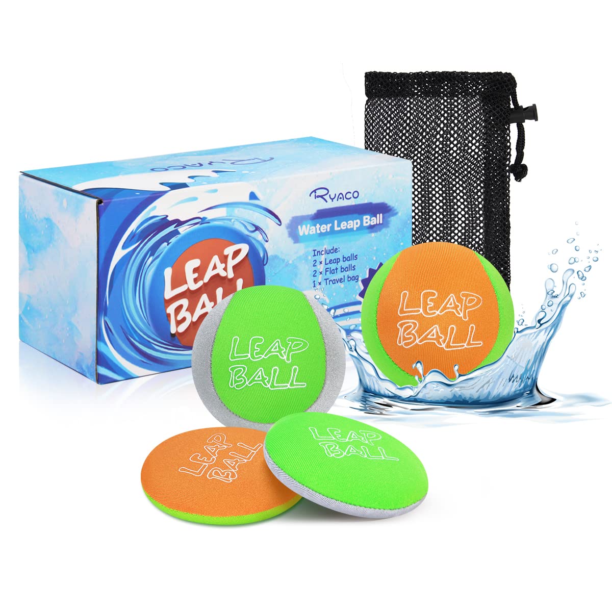 Ryaco Leap Water Bouncing Ball-4 Pack Bouncing Ball Beach Toys for All Ages Extreme Fun in the Water with Friends and Family at the Beach on the Lake