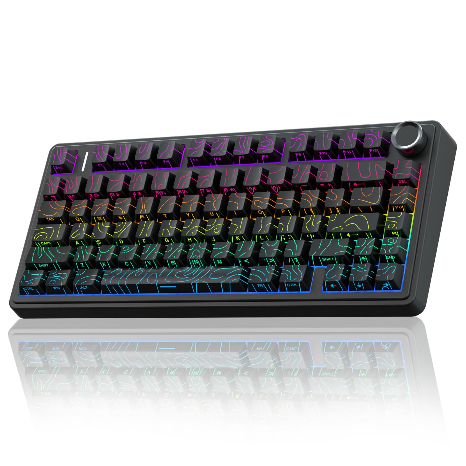 Photo 1 of AULA F75 Pro Wireless Mechanical Keyboard with Knob,75% Hot Swappable Custom Gaming Keyboards,RGB Backlit,Pre-lubed Switches,Side Printed PBT Keycaps Creamy Sounding Computer Keyboard, Line Black