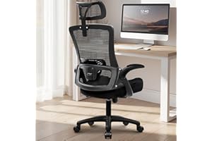 NEO Chair Ergonomic Adjustable Home Office Desk Chair High Back Computer Gaming Mesh Chair with Comfy Task Adjustable Arms Lumbar Neck Support Swivel for Home Office (Dark Black)