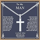 Ieftop Gifts for Men - Cross Necklace Gifts for Men, Black/Gold/Silver Cross Necklace Stainless Steel Cross Necklace for Men Gifts Dad Son Birthday Gifts for Dad Son Husband Necklace for Men