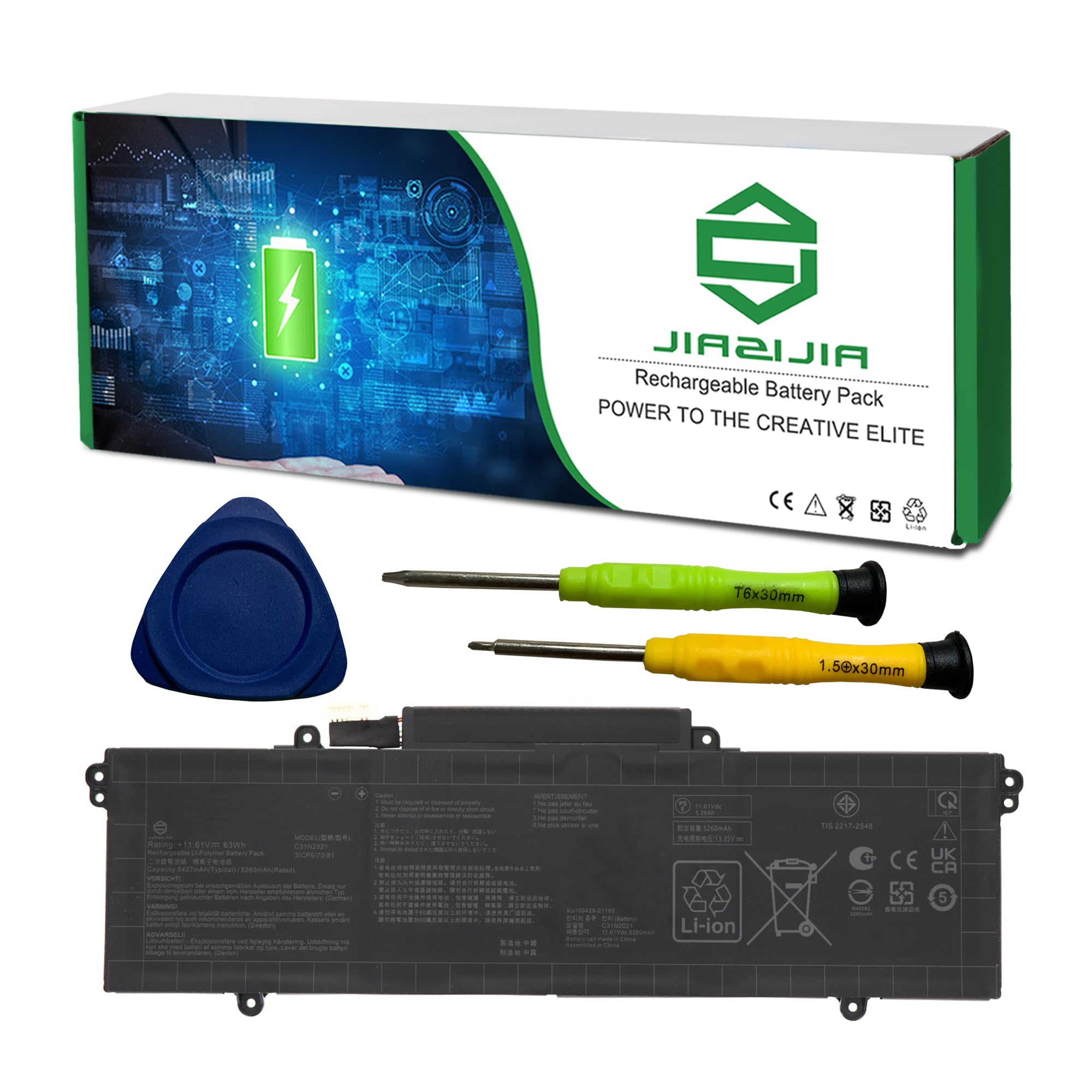 Photo 1 of JIAZIJIA C31N2021 Laptop Battery Replacement for Asus ZenBook 14 Flip UN5401QA UN5401RA UP5401 UP5401EA ZenBook 14X A5400EG UM5400QA UM5401RA UP5401ZA UX5400E UX5400EA UX5401 Series 11.61V 63Wh